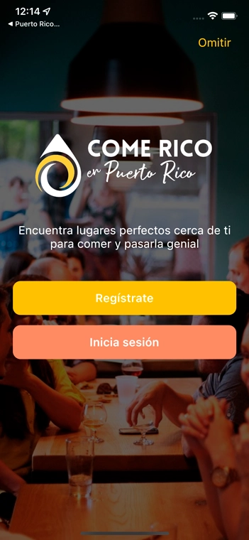 Pantalla de Aplicación móvil de Come Rico