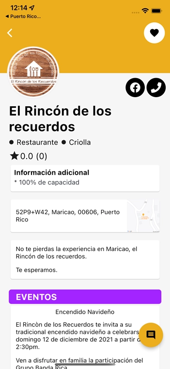 Pantalla de Aplicación móvil de Come Rico